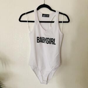 Dimepiece Baby Girl Bodysuit White Racerback V-Neck Size S